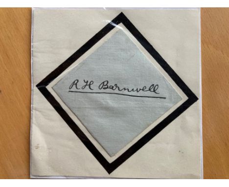 Pioneer Aviator Pilot Harold Barnwell signed 3 x 3 piece. BORN 1879, English aviation pioneer, who began as an aircraft build