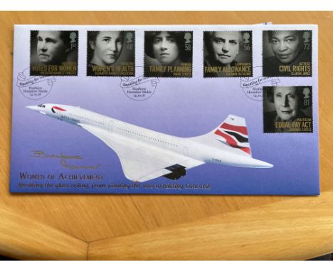 Concorde Barbara Harmer 1st female pilot signed 2008 Woman of Achievement Internetstamps official FDC. Harmer was chosen to u