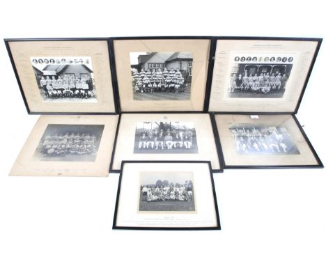 Seven vintage photographs of sporting teams. Comprising Lancashire County RFC 1934-1935 and 1937-1938, Waterloo FC 1931-1932,