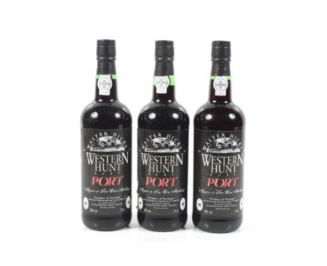A collection of three bottles of Western Hunt Ruby Port. All 75cl, 20% vol