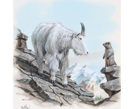 Don Balke (North Carolina, B. 1933) "Mountain Goat" Signed lower left. Original Watercolor painting on Illustration Board. Pr