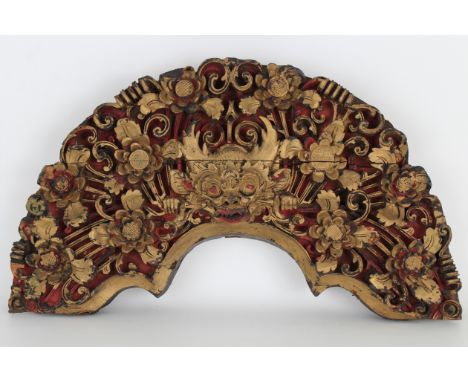 Carved Chinese Architectural Panel. With Dragon and floral motif throughout. Size: 13 x 22 in.