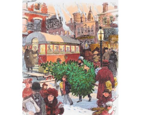 Mel Crawford (Canadian, B. 1925) "Canada Christmas 1881" Signed upper left. Original Mixed Media on Illustration Board. Prove