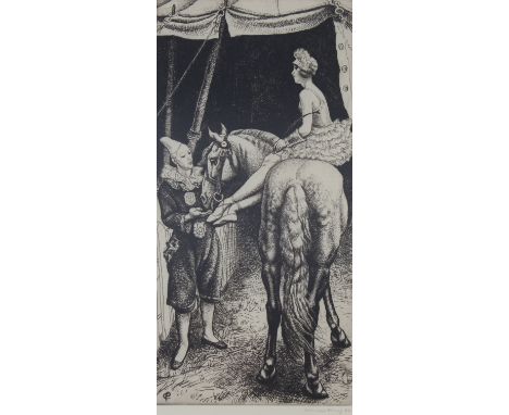 Dame Laura Knight (England, United Kingdom, 1877 - 1970) "The Bareback Rider" etching. Pencil signed lower right. Good impres