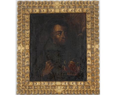 Old Master Spanish School Painting of San Juan De Dios. Oil on canvas. Housed in a later carved gilt frame. Provenance: Impor