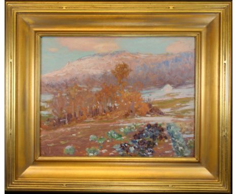 William S Horton (American 1865-1963) "Impressionist Spring Landscape" Signed lower left. Oil on Panel. A landscape painter, 