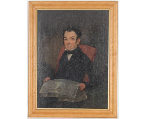 19th Century Portrait of a Gentleman. Oil on board. Appears to be unsigned. Housed in a later added frame. Sight Size: 19 x 1