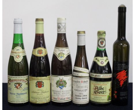 1 bt Kröver Nacktarsch Riesling Kabinett 1971 Arthur Hallgarten  1 bt Niederthäler Hof Alsheimer Frühmesse Beerenauslese 1975