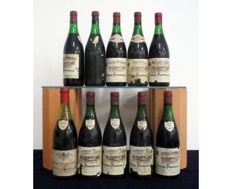 1 bt Mazis-Chambertin 1959 Marquis de Villeranges ls/lms, bs/sl cdl 3 bts Chambolle Musigny 1967 Pierre Ponnelle 1 ts, 1 us, 
