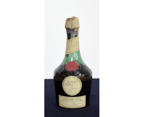 1 hf bt Dom Bénédictine 43 degrees believed circa 1950s  level - mid button, Handwriting on label,