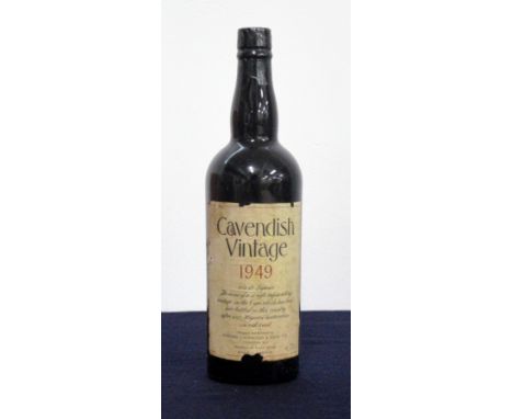 1 bt Cavendish 1949 Vintage Vin de Liqueur vsl torn label