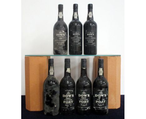 1 bt Dow's 1977 Vintage Port 3 bts Dow's 1983 Vintage Port 2 i.n, 1 base of neck 1 bt Dow's Quinta do Bomfim 1984 Vintage Por