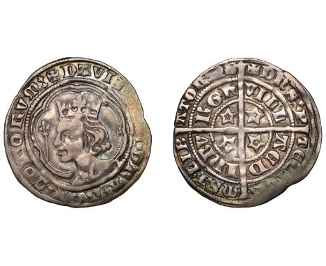 David II (1329-1371), Second coinage, Class A, Groat, class ‘A8’, Edinburgh, mm. cross pattée, small young bust, tressure of 