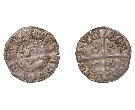 David II (1329-1371), First coinage, Second issue, Sterling, mm. cross pattée, bust left with sceptre, full sceptre-handle, s