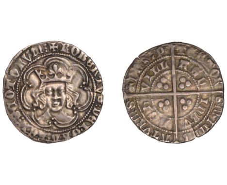 Robert III (1390-1406), Heavy coinage, First issue, Groat, Edinburgh, mm. cross potent, tressure of seven arcs, large trefoil