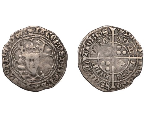 James II (1437-1460), Second coinage, Second issue, Groat, type IIIb, Edinburgh, mm. crown, tressure of nine arcs, small fleu