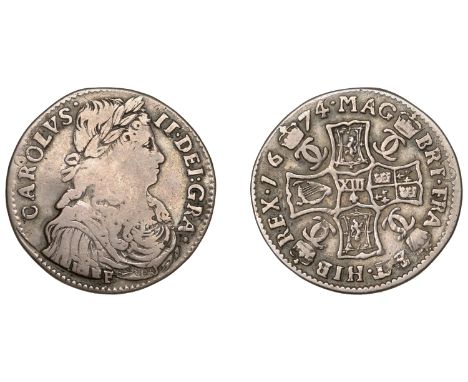 Charles II (1649-1685), First coinage, Merk, 1674, type III, f below bust, 6.31g/12h (D 25; M 21; SCBI 35, –; B 13, fig. –; S