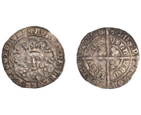 Robert III (1390-1406), Heavy coinage, First issue, Groat, Edinburgh, mm. cross potent, tressure of nine arcs, large trefoils