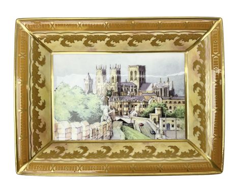 Limited edition Royal Worcester rectangular shaped dish for Mulberry Hall, 4/2000, L21cm 