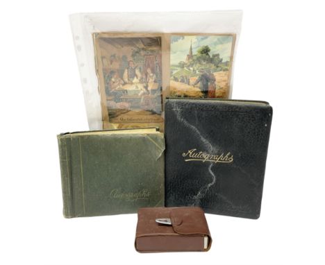 2 autograph albums, containing signatures including Harry Corbett Sooty, Dave Morris, Marion Saunders, Max Bygraves and signe