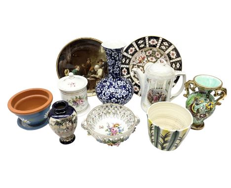 Quantity of ceramics to include Royal Crown Derby Imari plate, no. 2451, Sastuma vase, Frederick Rhead blue and white Prunus 