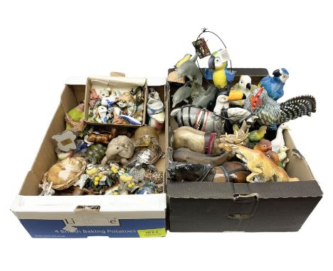 Quantity of animal figures and figure groups, to include ceramic and composite examples of dolphins, birds, Shire horses etc,