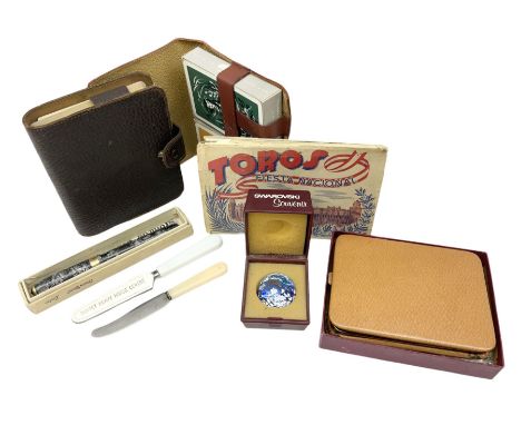 Conway 14ct gold nib fountain pen with original box and guarantee certificate, Toros Fiesta Nacional postcard accordion, play
