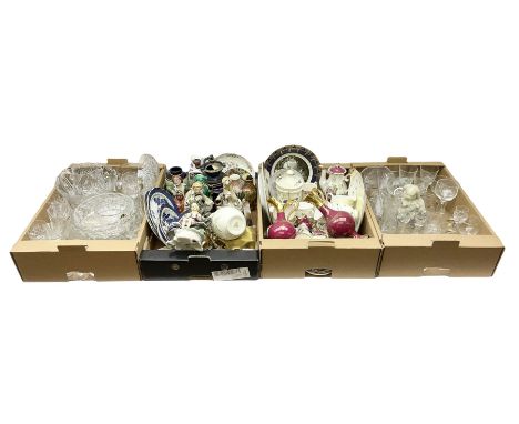 Quantity of ceramics, glassware and misc to include Belleek vase, grey Foo Dog soapstone figure, The Leonardo Collection figu