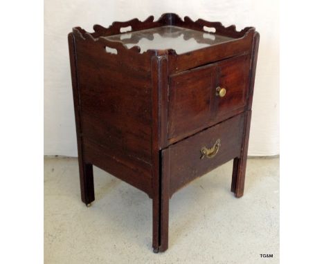 A mahogany tray top commode converted into 2 cupboards. 76 x 55 x 46cm