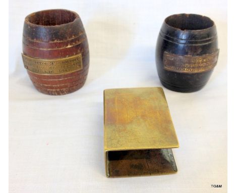 A WW1 trench art brass matchbox cover engraved to G Stacey of the Royal Engineers who died on the 3rd June 1918 and two small