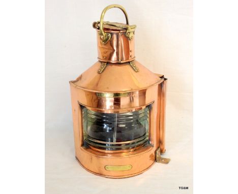 A Ship's Starboard copper lamp by Birmingham Engineering Co. 42 x 30 x 28cm