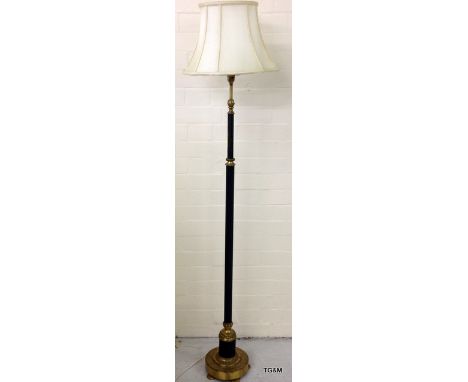 A turned brass standard lamp 159cm high
