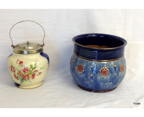 A Carlton ware biscuit barrel and planter