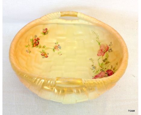 A Royal Worcester 'Blush' porcelain fruit bowl with hand painted flower decoration shape no G441