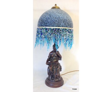 A glass dome top study lamp 57cm