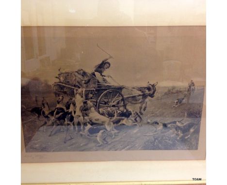 'Any Port in a Storm' by Alfred W Strutt print, signed with embossed mark. 76 x 99cm