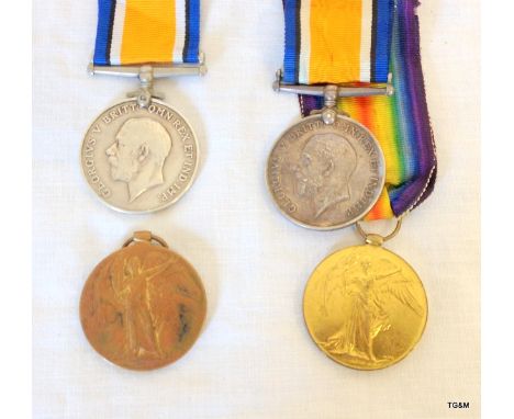 A WW1 medal pair to M2-182626 Private GL Atkinson of the Army Service Corps with a War Medal to 36935 Private AE Sanders of t