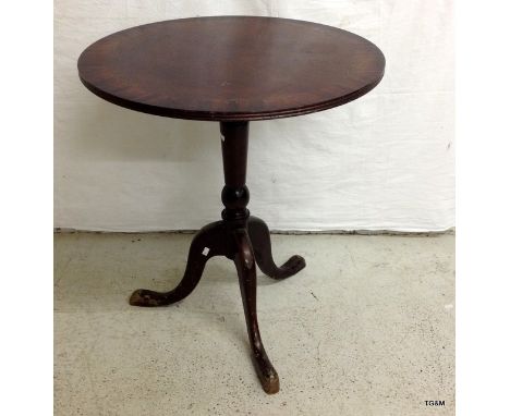 A mahogany tripod table with an inlaid top. 66 x 60cm