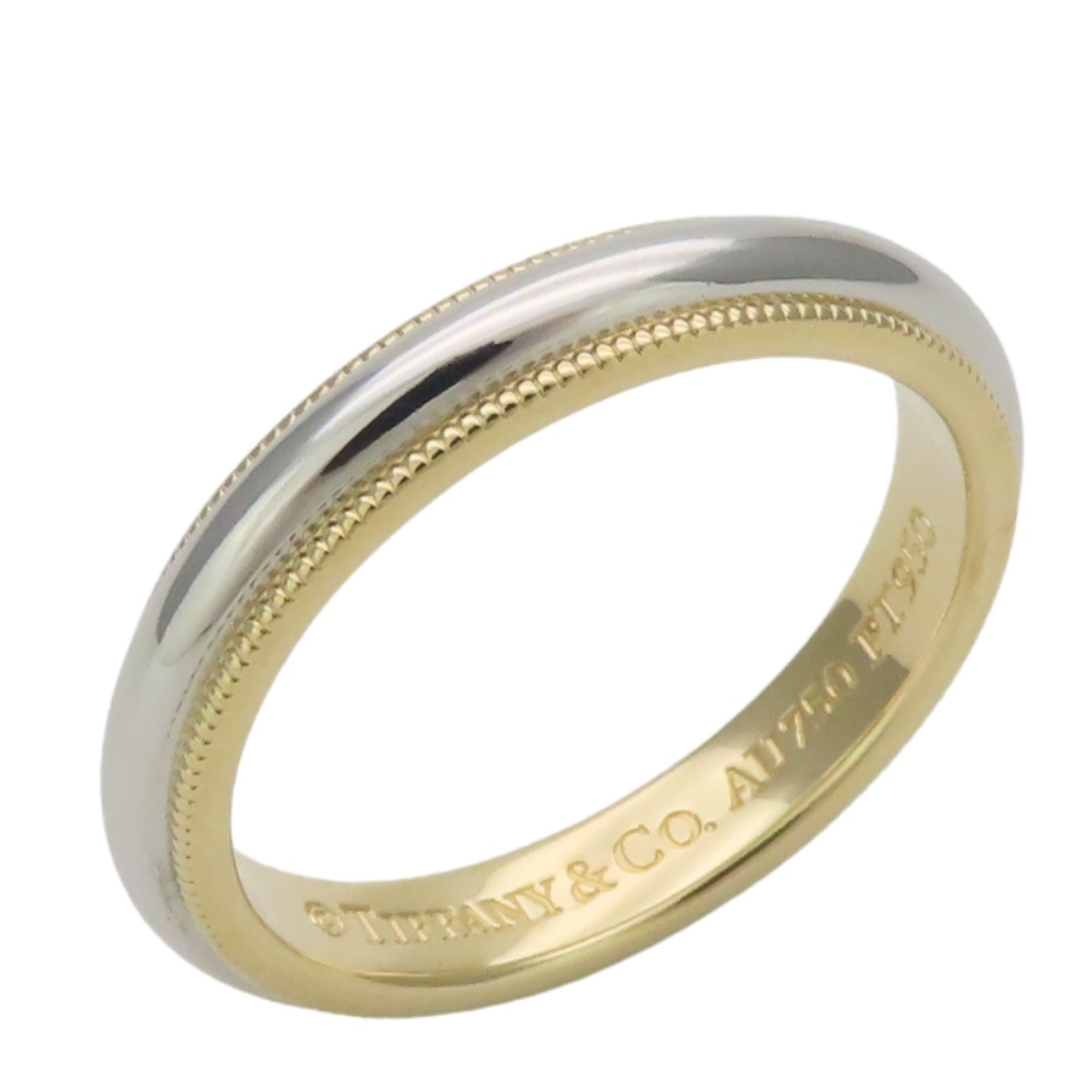 Tiffany & Co. ring, milgrain design, 18K yellow gold and platinum (Pt950) combination, for women men