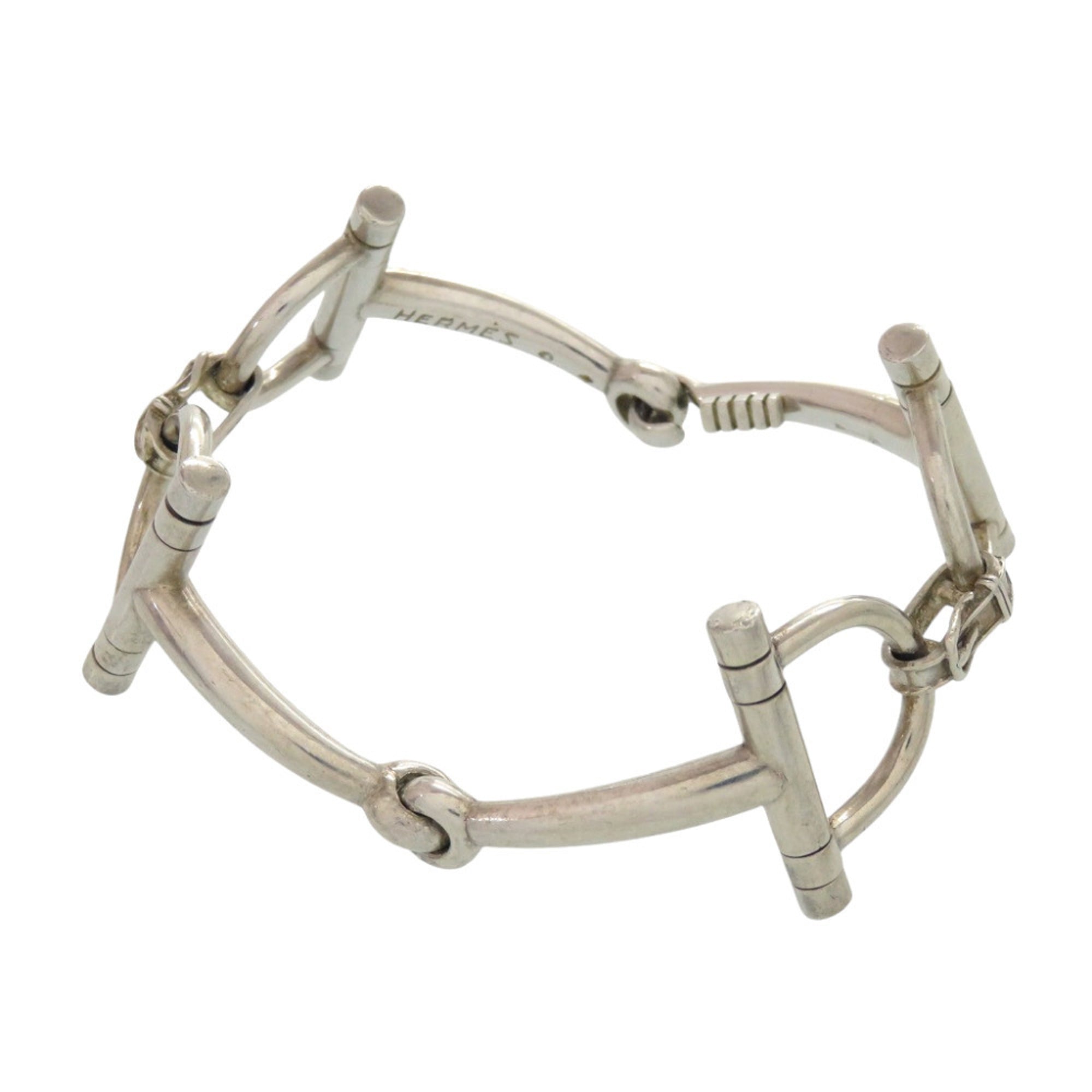 Hermes Horsebit Silver Vintage Antique Sterling 925 Bangle 1481HERMES Men\'s