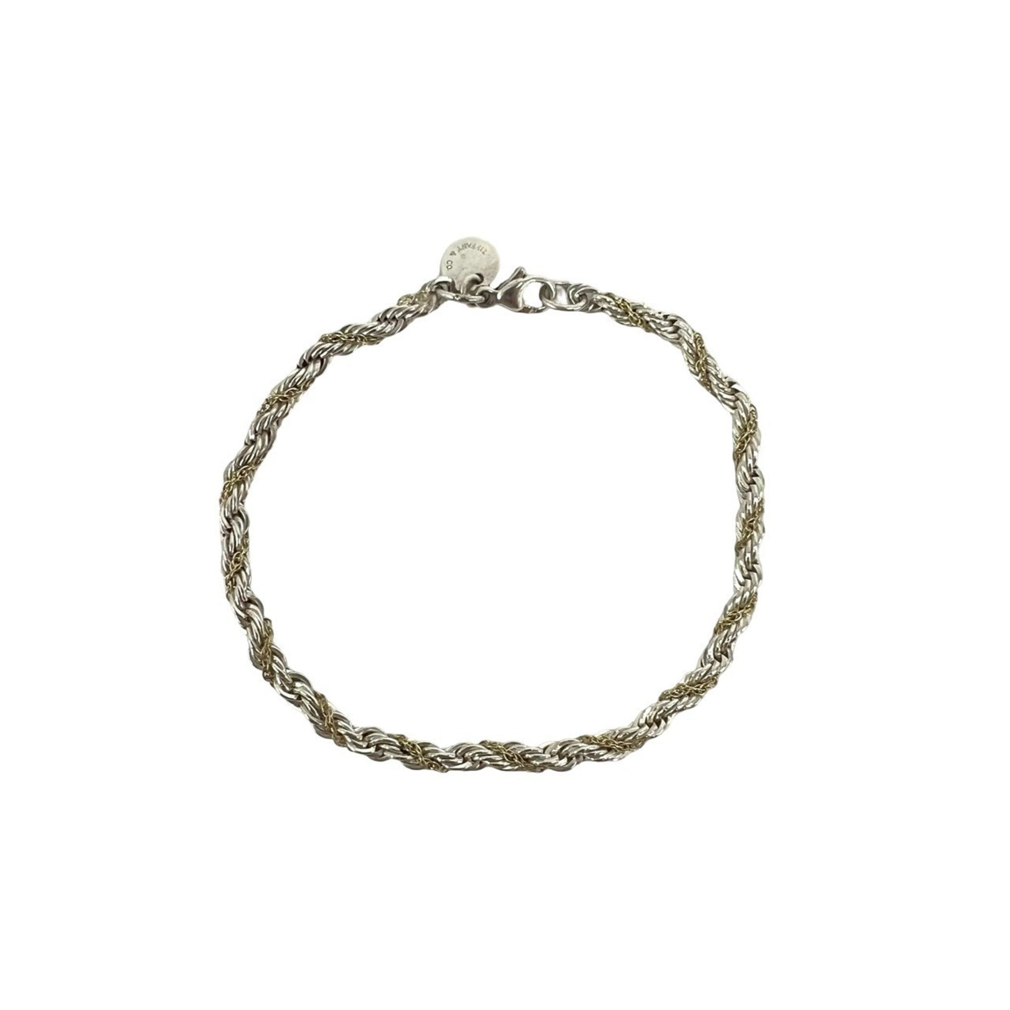 TIFFANY&Co. Tiffany Twist Rope Bracelet, Sterling Silver 925, 18K Yellow Gold, Accessory, Silver, 00