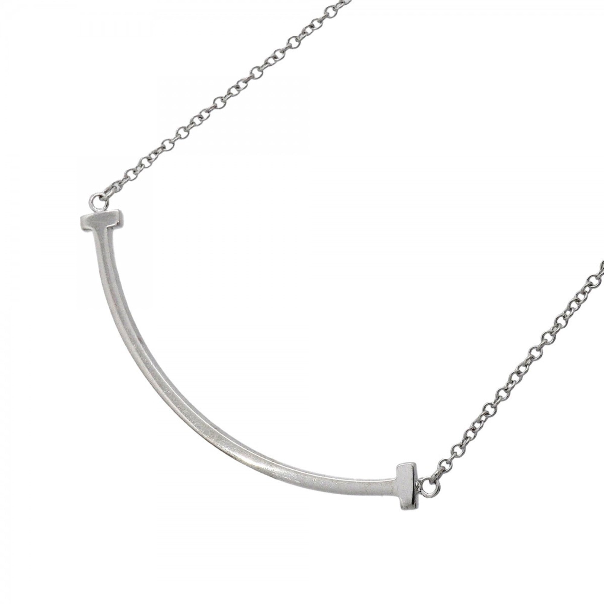 Tiffany & Co. T Smile Small Necklace, 18K White Gold, Women\'s