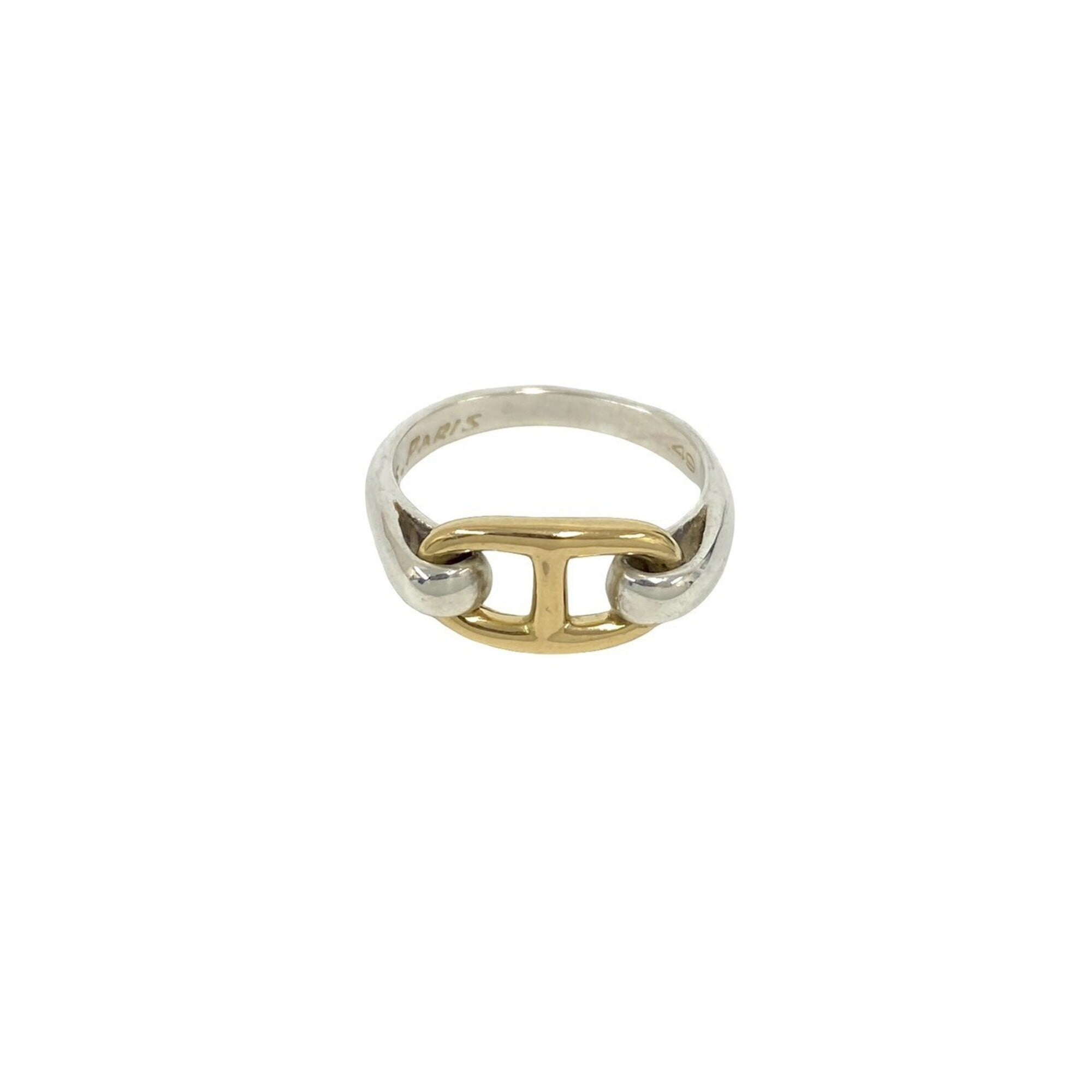 HERMES Chaine d\'Ancre Ring, Sterling Silver 925, 18K Yellow Gold, Accessory, Silver, 38911