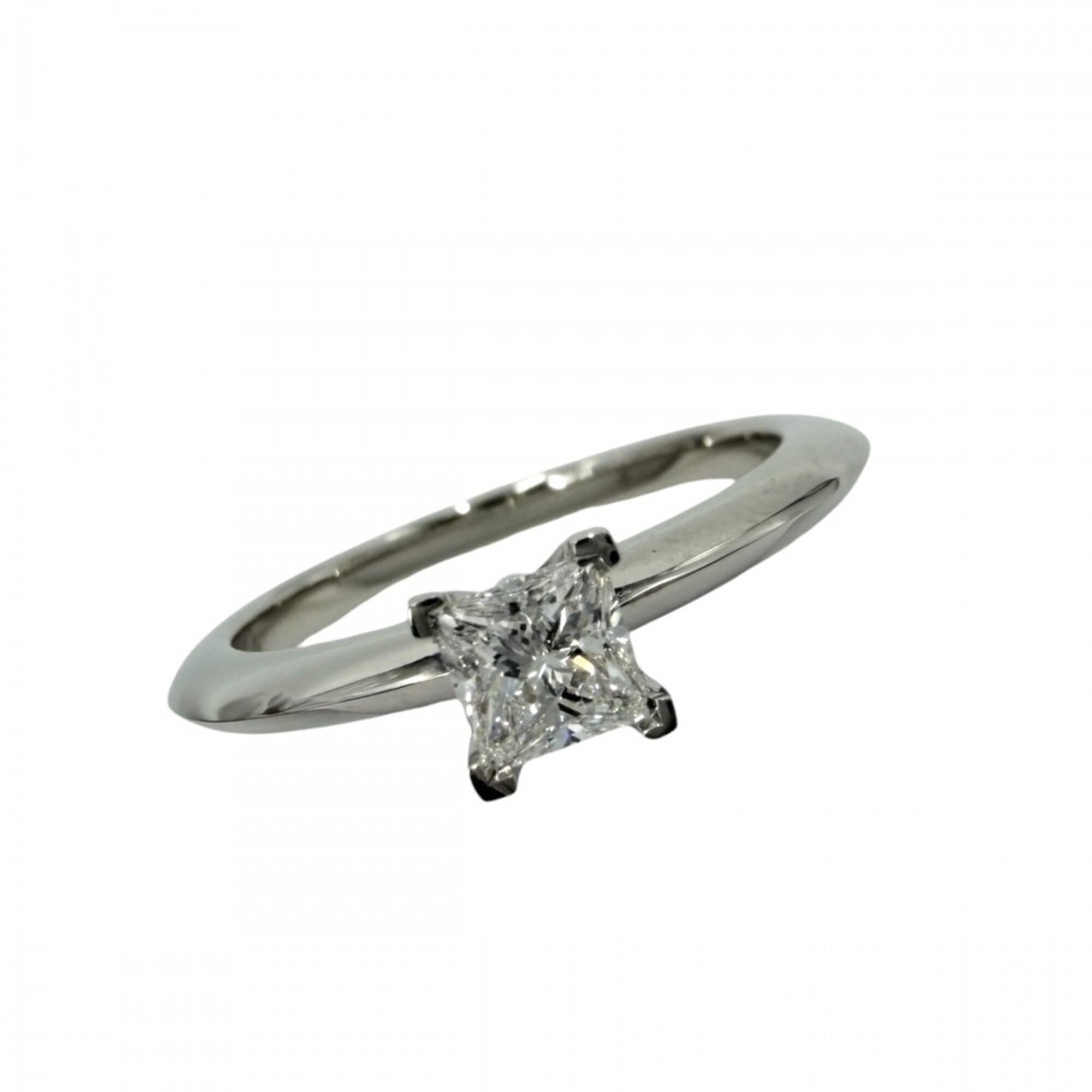 Tiffany & Co. Women\'s Solitaire Ring, Jewelry, Accessory, Engagement Square Cut, Pt950 Platinum, 0.
