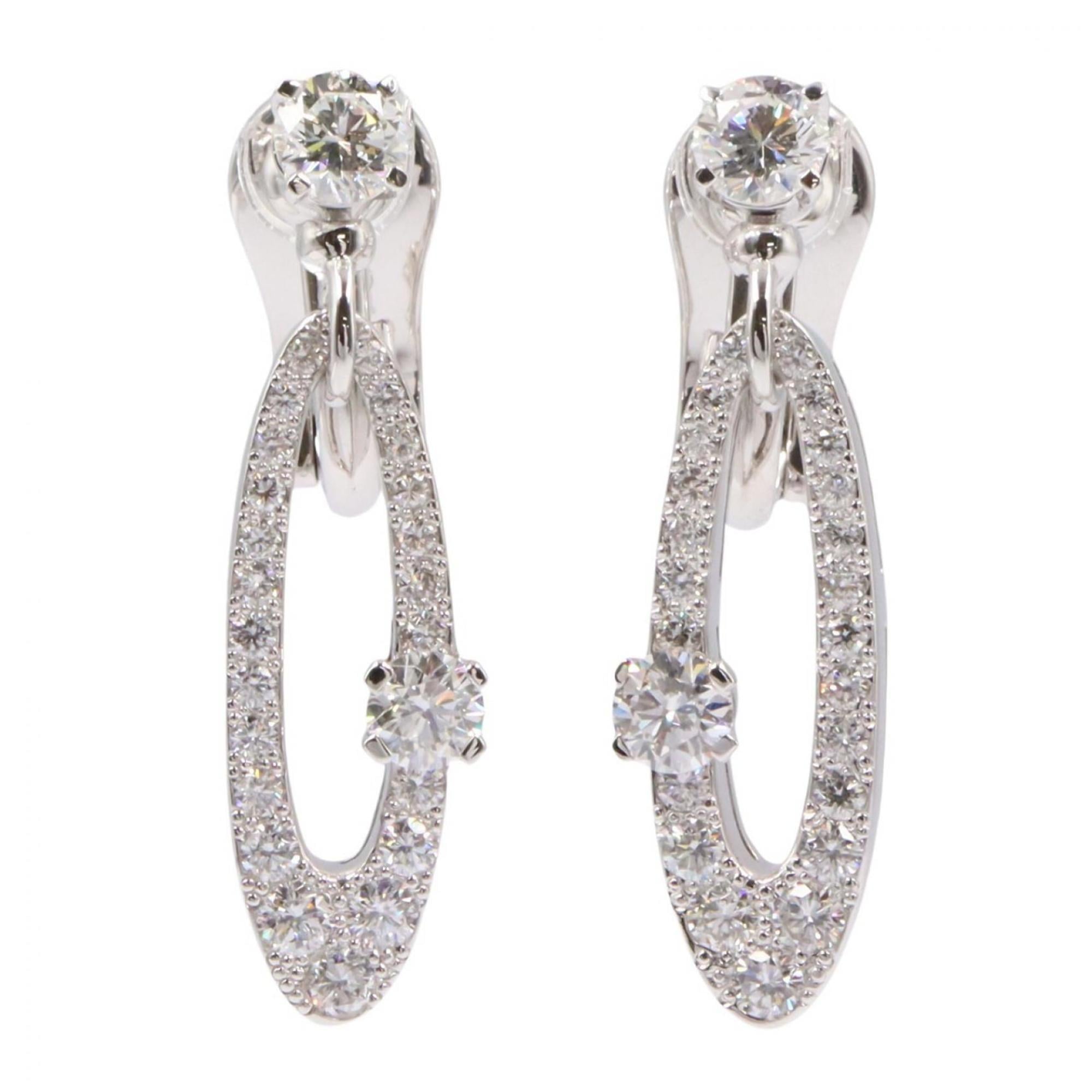 Bulgari BVLGARI Elysia Diamond Earrings, 18KWG (White Gold), Diamond, Women\'s, Silver Tone, Clear T
