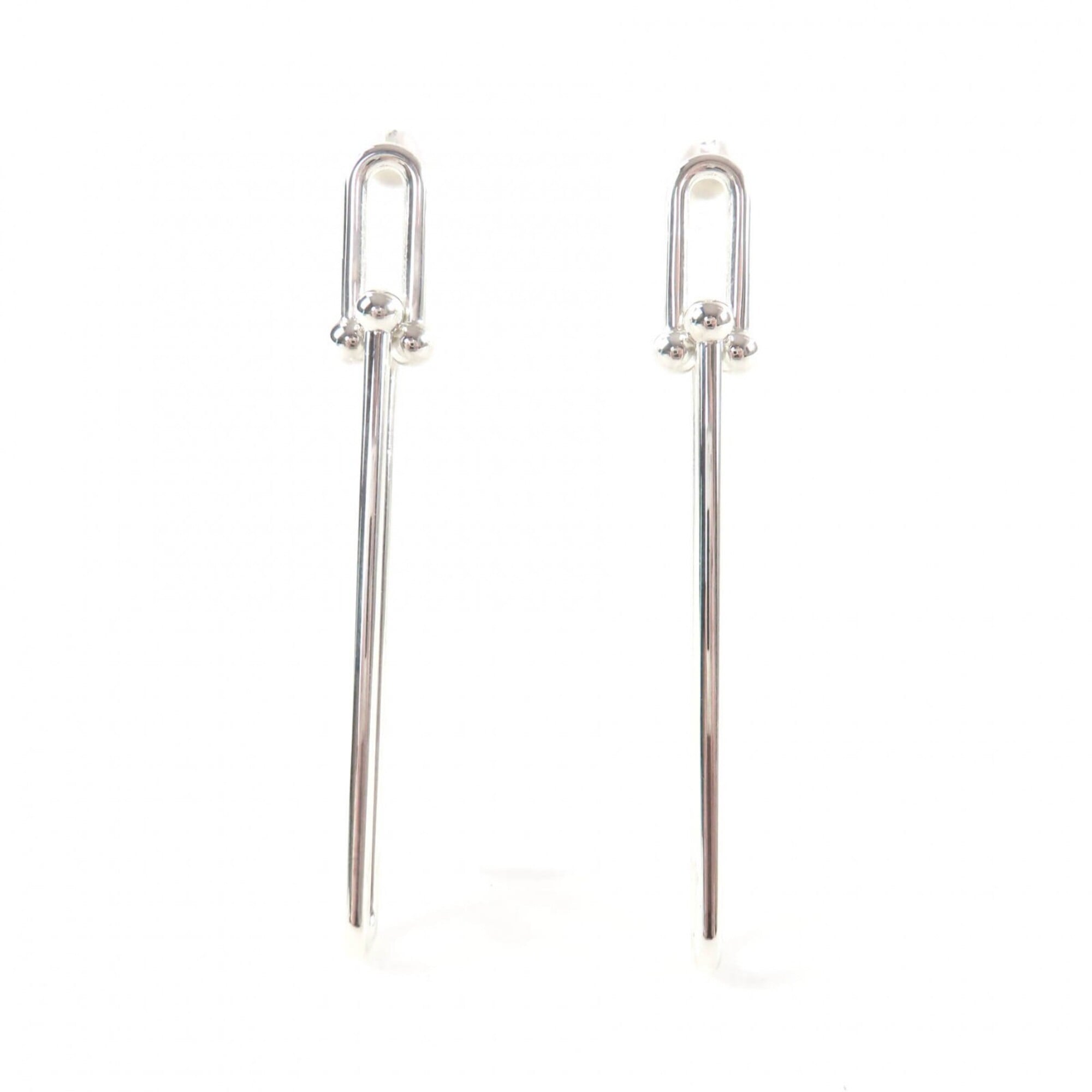 TIFFANY&Co. Tiffany HardWear 925 Double Long Link Earrings, Silver, with Case, Weight 20.2g, Women\'