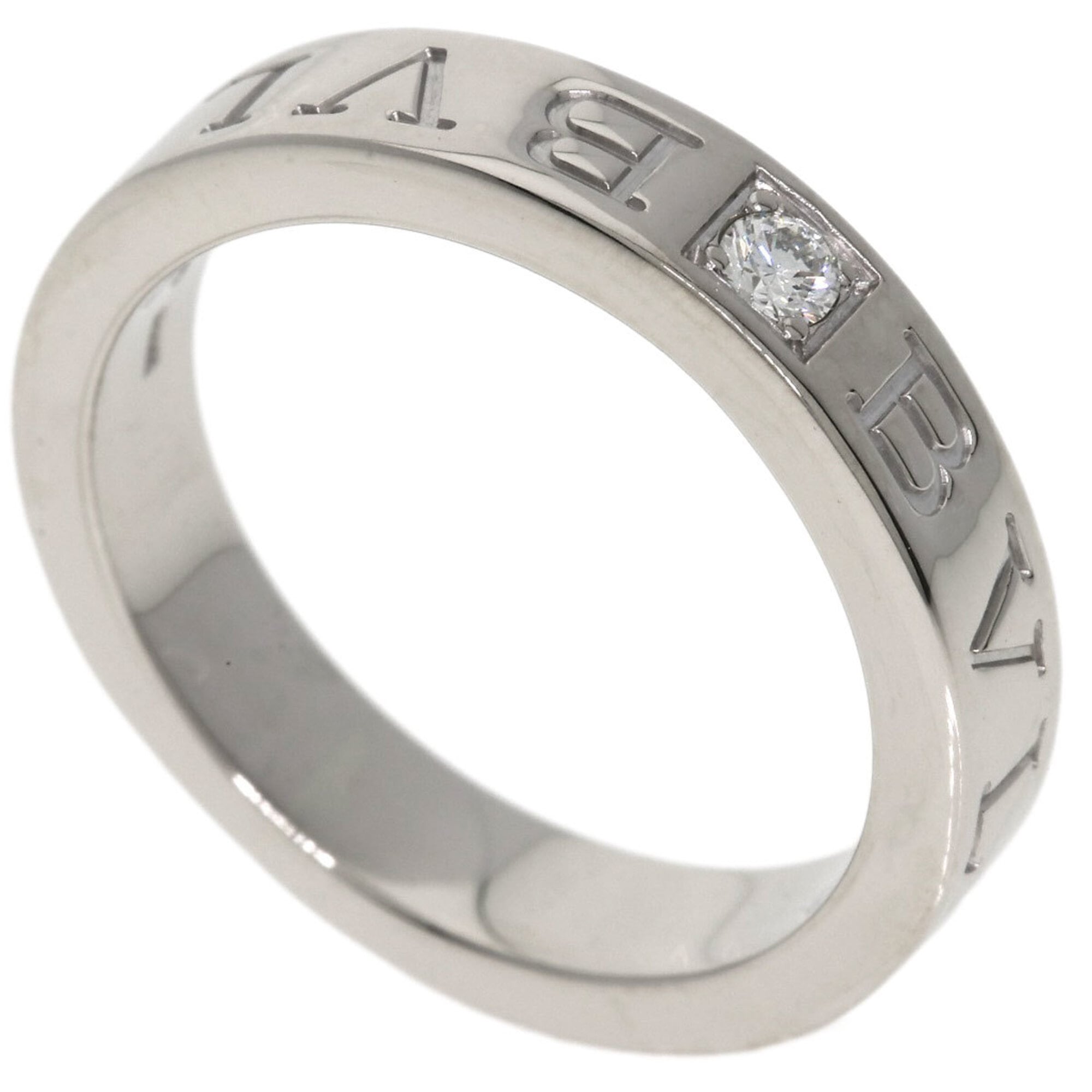 Bulgari Double Logo Diamond Ring, 18K White Gold, Women\'s BVLGARI