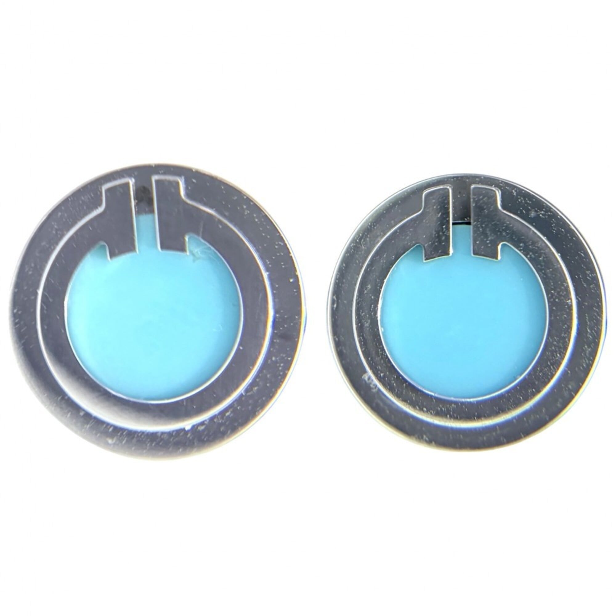 Tiffany & Co. Women\'s Earrings, T-Circle Jewelry, Accessories, Au750 18K White Gold, Turquoise Blue