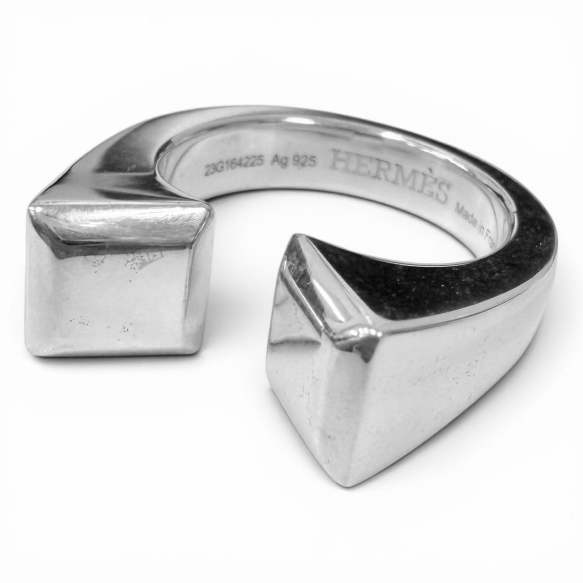 HERMES Clou de Forge AG925 Ring, Silver, Size 52, Made in France, Weight 11.7g, Men\'s