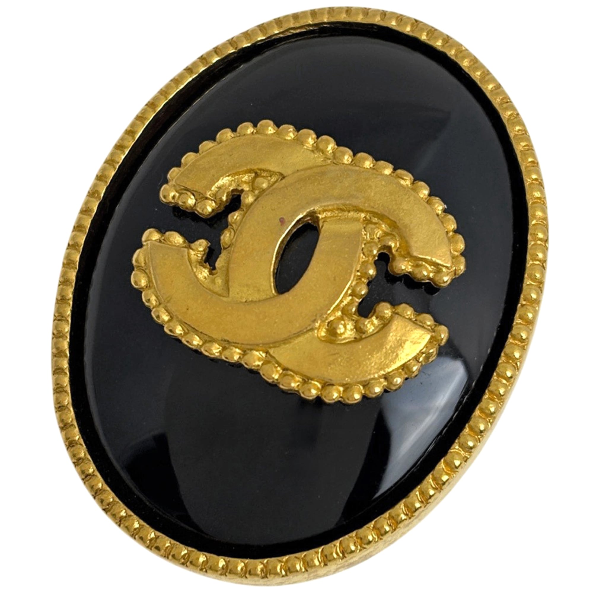 Chanel Coco Mark Brooch, GP Gold, Black, Women\'s